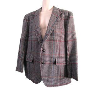 Vintage Pendleton Houndstooth Windowpane Tattersall Plaid Mens 44 Sport Coat EUC